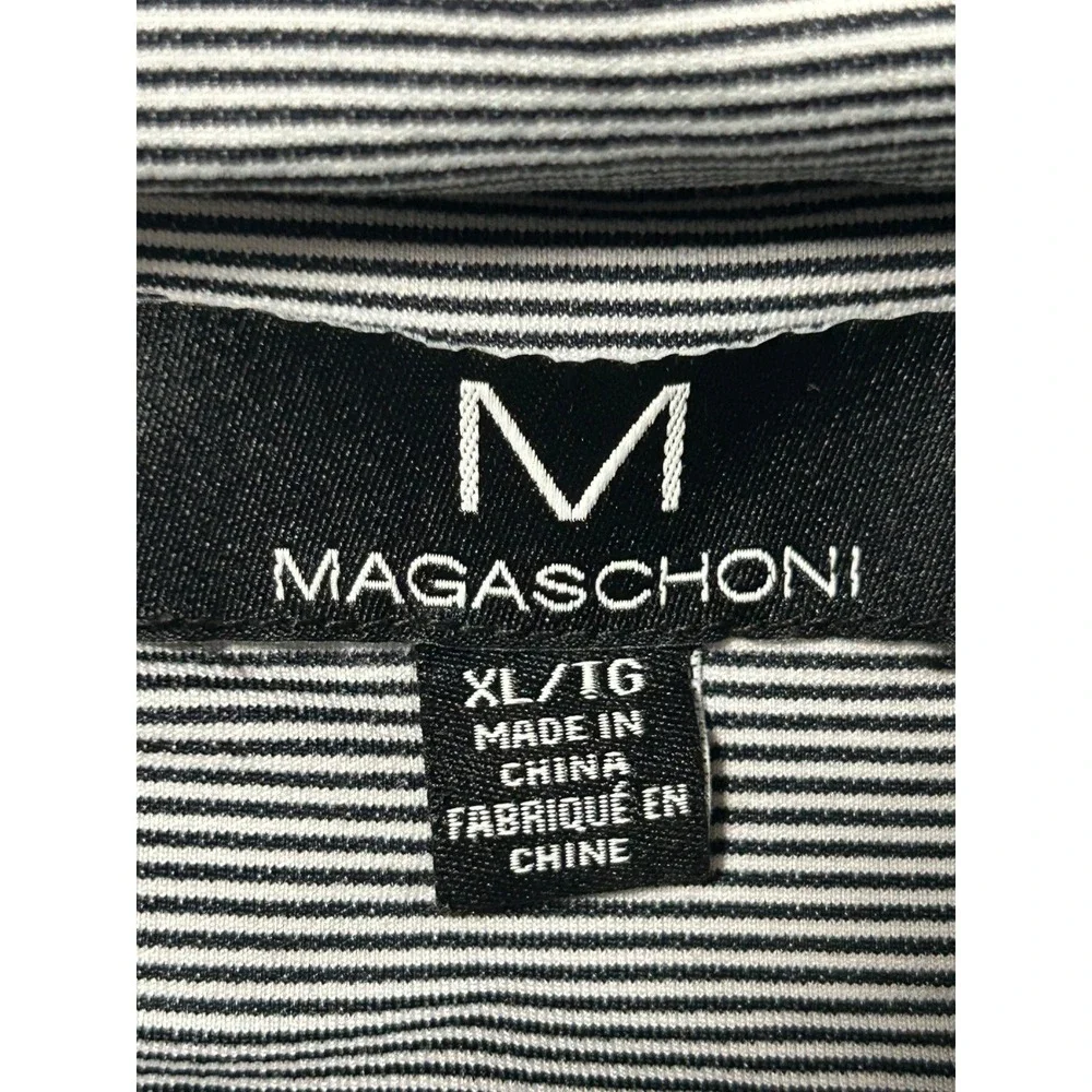 Magaschoni Mens XL Blue Micro Stripe Quarter Zip Pullover Long Sleeve Shirt - CJ